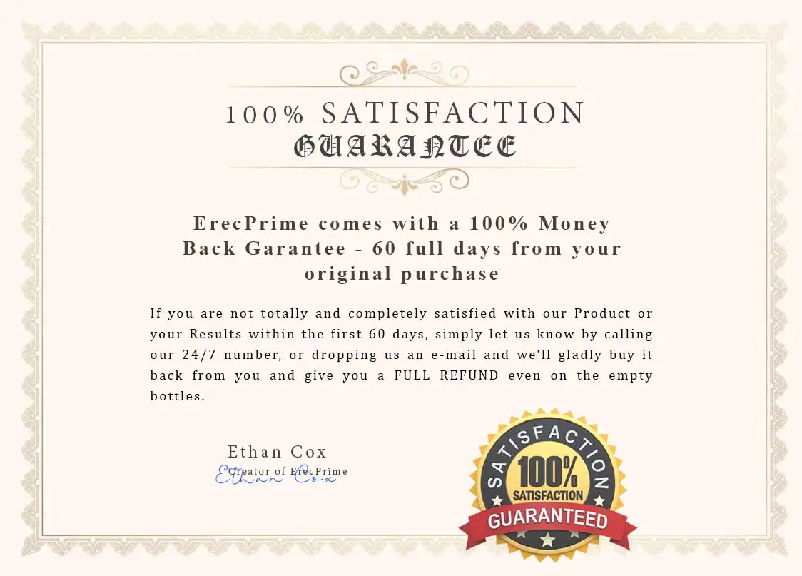 60 days money back guarantee Seal ErecPrime 